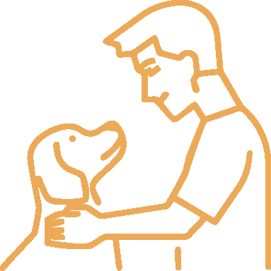 Man bonding with a dog