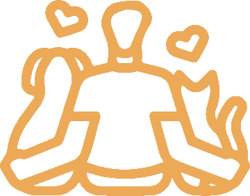 Person with pets and hearts