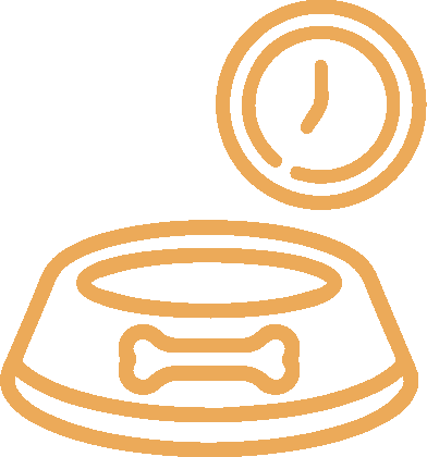 Pet food bowl with clock icon