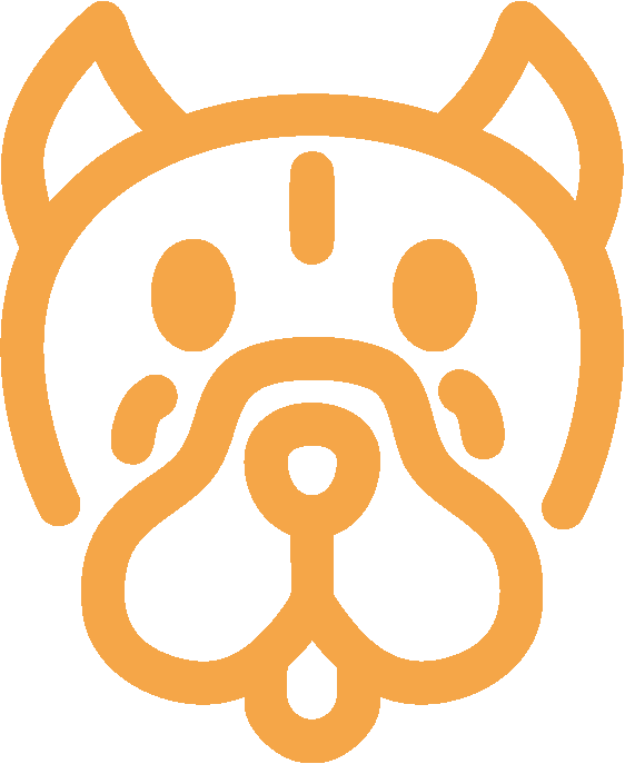 Stylized orange pitbull face illustration