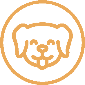 Simple dog face icon in orange