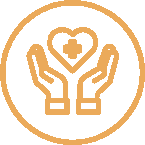 Hands holding heart with medical cross