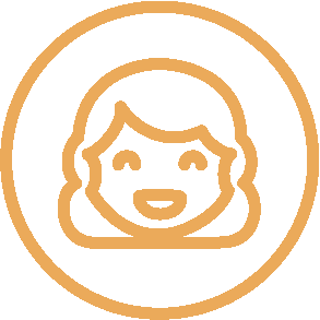 Smiling person icon with hair