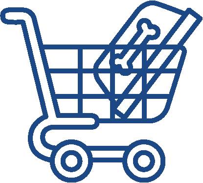 Shopping cart with dog items